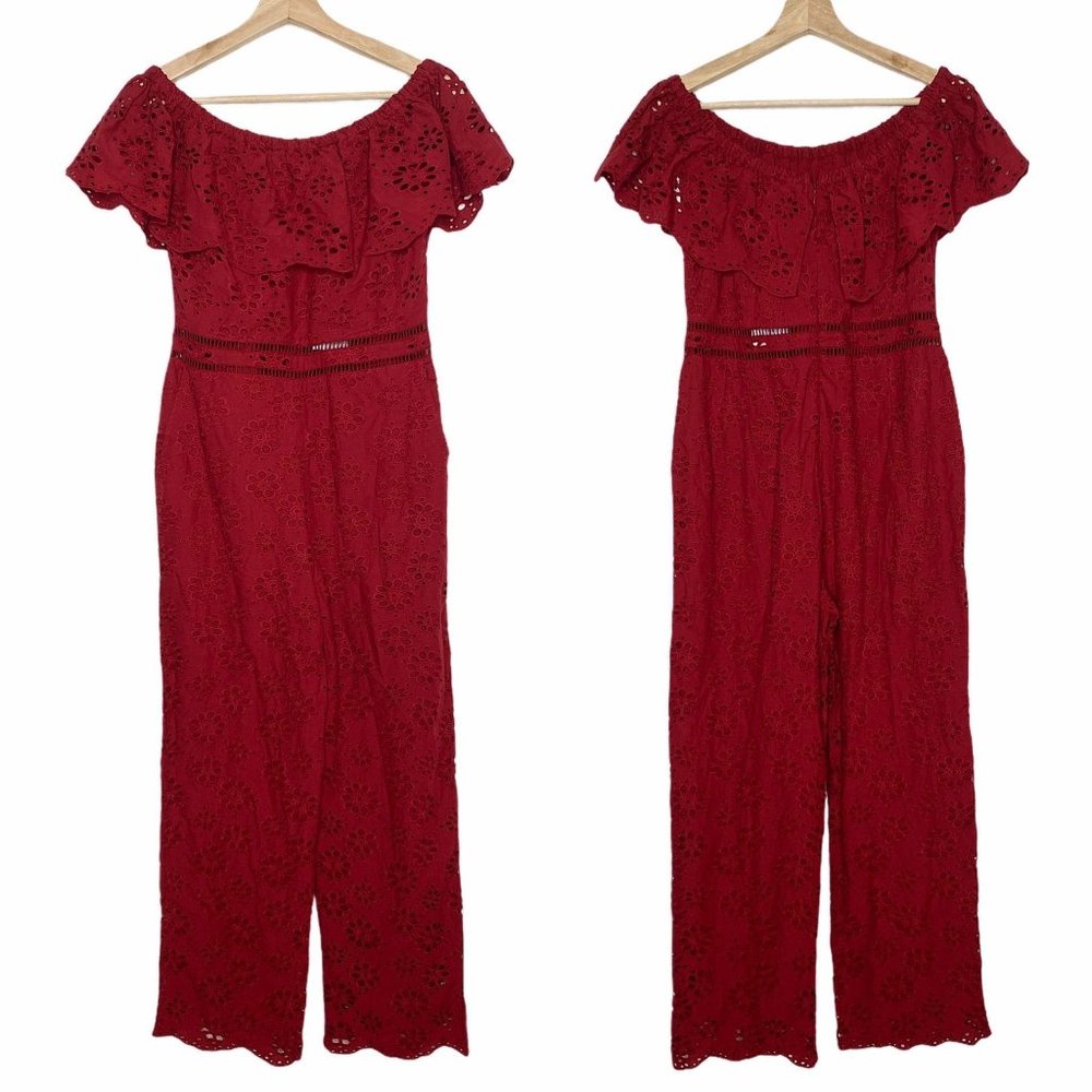 Lovers + Friends NWT Naya Jumpsuit Deep Red Elasti - Picture 3 of 16